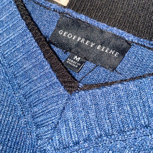 Blue/Indigo V-Neck Sweater Geoffrey Beene - Picture 2 of 4